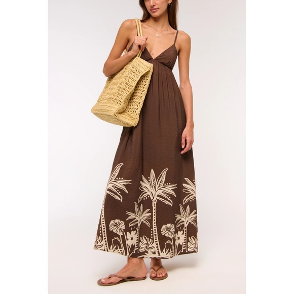 Abercrombie & Fitch Dresses & Skirts - Abercrombie & Fitch Bra Free Brown Tropical Palm Print Open Back Maxi Dress ST